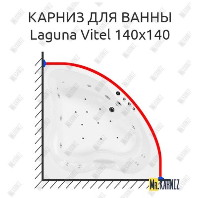 Карниз для ванны Akrilan Laguna Vitel 140х140 Усиленный 20 мм MrKARNIZ